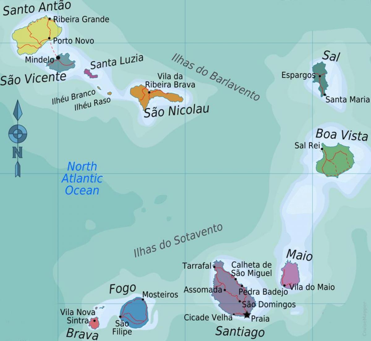 Isole di capo Verde, posizione sulla mappa